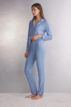 Bas de pyjama droit en modal Oxford Stripes