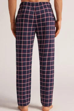 Bas de pyjama en coton à carreaux bleu/blanc/rouge