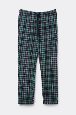 Bas de pyjama en coton à carreaux bleu/vert
