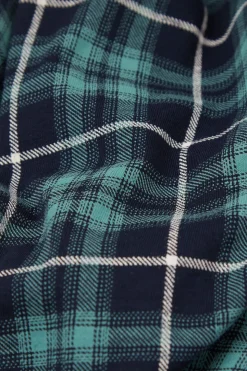 Bas de pyjama en coton à carreaux bleu/vert
