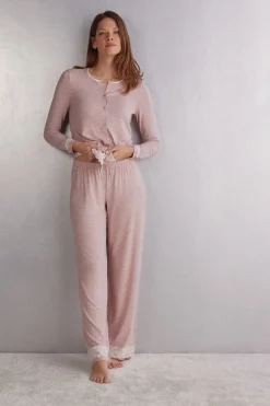 Bas de pyjama en modal avec dÉtails en dentelle