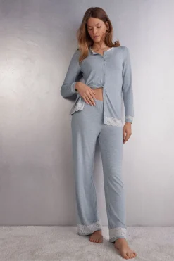 Bas de pyjama en modal avec dÉtails en dentelle