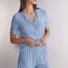 Bas de pyjama en modal Oxford à rayures