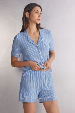 Bas de pyjama en modal Oxford à rayures