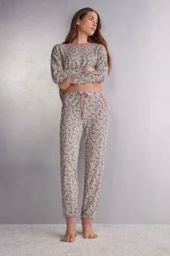 Bas de pyjama long en modal avec chevilles resserrÉes FLORAL ROMANCE