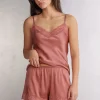 Bas de pyjama short en soie avec dentelle