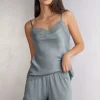 Bas de pyjama short en soie avec dentelle