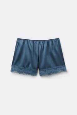 Bas de pyjama short en soie avec dentelle