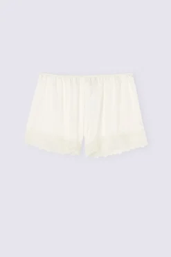 Bas de pyjama short en soie avec dentelle