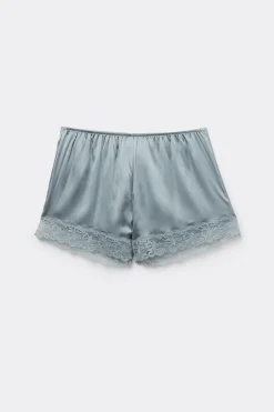 Bas de pyjama short en soie avec dentelle