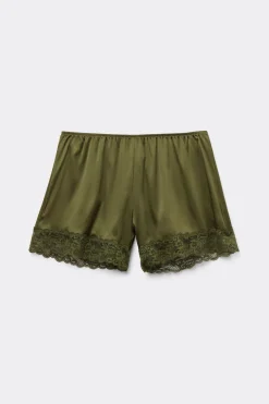 Bas de pyjama short en soie avec dentelle