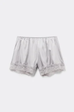 Bas de pyjama short en soie avec dentelle