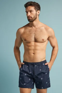 Boxer de bain avec broderie poulpes