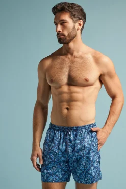 Boxer de bain imprimÉ mosa&iuml;que bleu