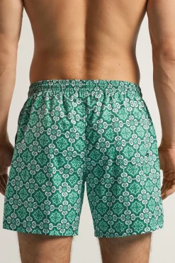 Boxer de bain imprimÉ mosa&iuml;que vert d&rsquo;eau