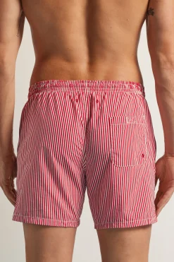 Boxer de bain imprimÉ rayÉ rouge