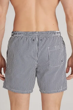 Boxer de bain imprimÉ rayÉ bleu
