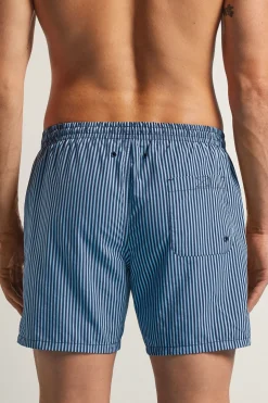Boxer de bain imprimÉ rayÉ bleu