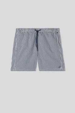Boxer de bain imprimÉ rayÉ bleu