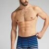 Boxer en coton Superior imprimÉ rayÉ bleu