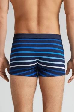Boxer en coton Superior imprimÉ rayÉ bleu