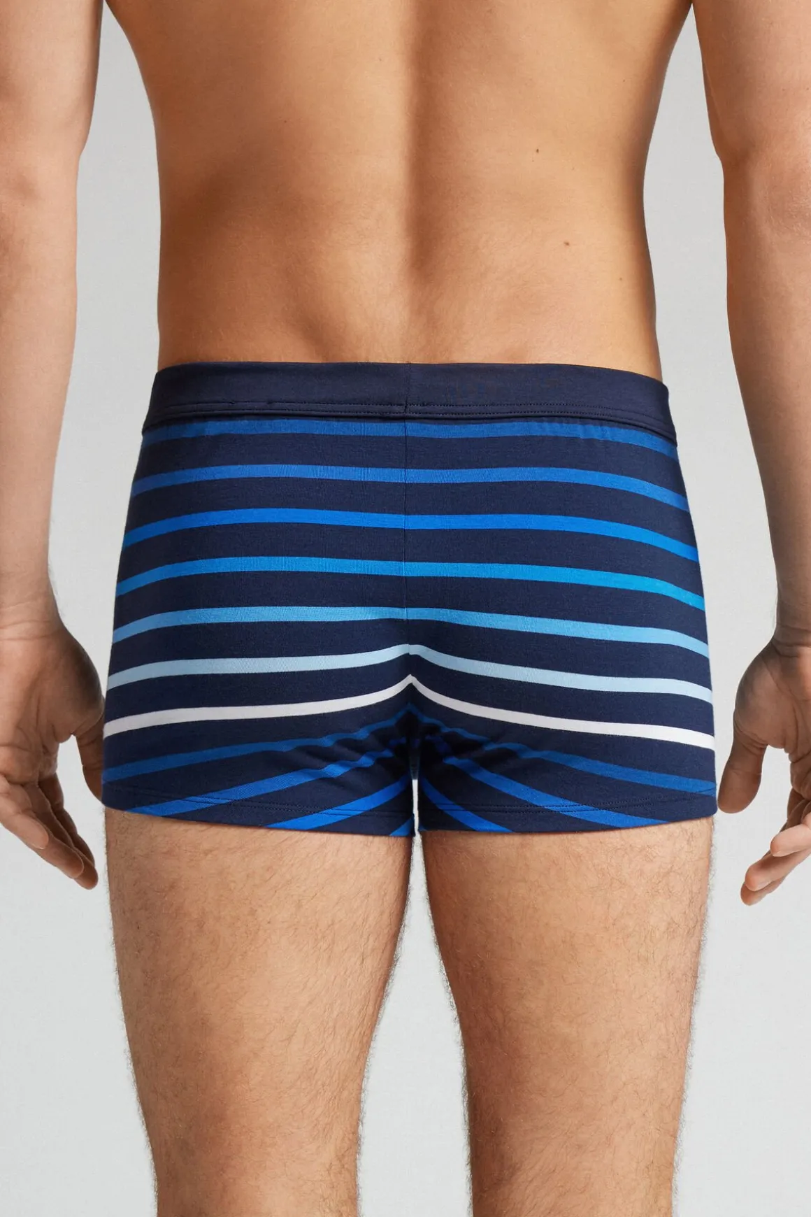 Boxer en coton Superior imprimÉ rayÉ bleu