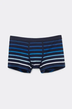 Boxer en coton Superior imprimÉ rayÉ bleu