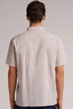 Chemise à manches courtes en lin et coton