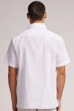 Chemise à manches courtes en lin et coton