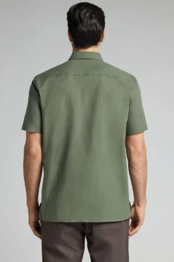 Chemise à manches courtes en lin et coton