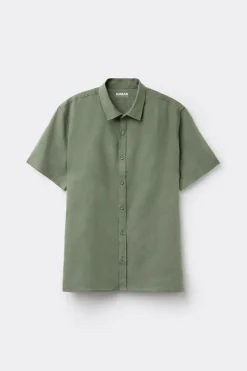 Chemise à manches courtes en lin et coton