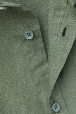Chemise à manches courtes en lin et coton