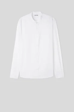 Chemise col mao en lin et coton