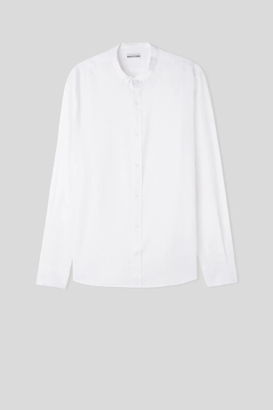 Chemise col mao en lin et coton