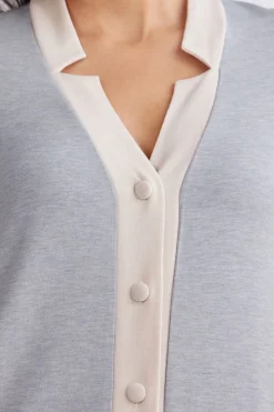 Chemise de nuit ouverte devant en modal avec laine COLD WINTER NIGHT