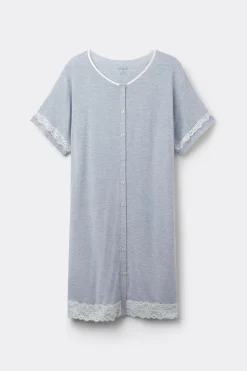 Chemise de nuit ouverte devant avec dÉtails en dentelle