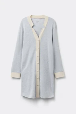 Chemise de nuit ouverte devant en modal avec laine COLD WINTER NIGHT