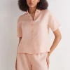 Chemise manches courtes en toile de lin