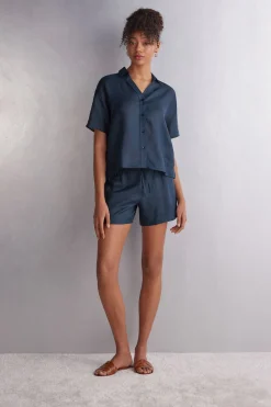 Chemise manches courtes en toile de lin