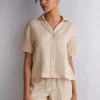 Chemise manches courtes en toile de lin