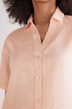 Chemise manches courtes en toile de lin