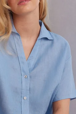 Chemise manches courtes en toile de lin