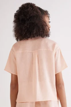 Chemise manches courtes en toile de lin