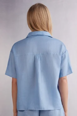 Chemise manches courtes en toile de lin
