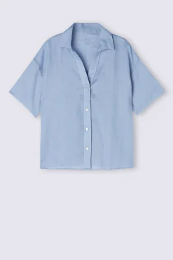 Chemise manches courtes en toile de lin