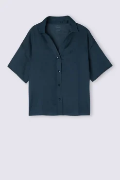 Chemise manches courtes en toile de lin