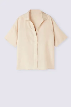 Chemise manches courtes en toile de lin