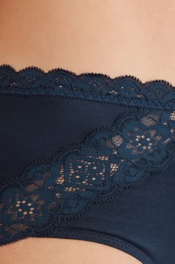 Culotte Taille Semi-Haute en Coton et Dentelle
