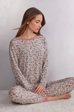 Haut de pyjama à col bateau FLORAL ROMANCE