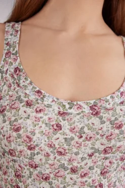 Haut de pyjama dÉbardeur en modal côtelÉ FLORAL ROMANCE